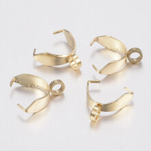 Ciondolo in acciaio inox 304 con chiusura a pressione, colore oro, dimensioni 11x8x3 mm, foro: 2,5 mm