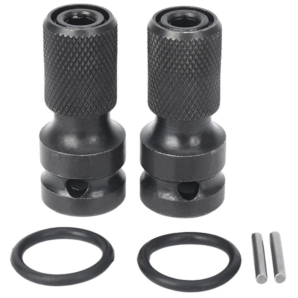 2 Pack 1/2 Square Drive To 1/4 Hex Shank Socket Adapter Quick Release Chuck Converter For Impact Ratchet Wrench 9173940198487