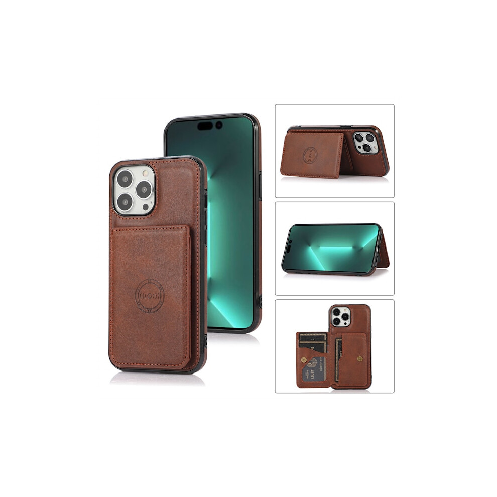 Compatible With Iphone 16 Pro - Case With Card Slot And Magnetic Closure Dark Brown 9173940199385