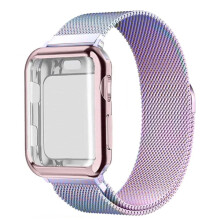 Fodral+Armbånd Milanese Loop kompatibel med Apple Watch 44 mm 40 mm 45 mm 46 mm 49 mm 42 mm 38 mm til Series 10 9 8SE Ultra2 4 5 6