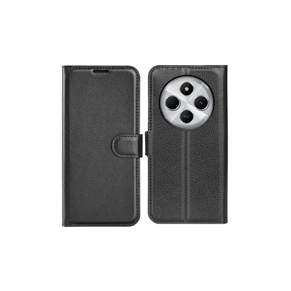 Compatible With Xiaomi Redmi 14C Case Litchi Leather Black 9173940199378