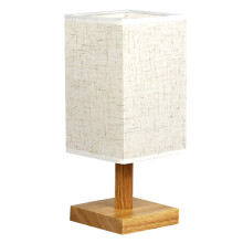 Lampe de table YOBOLK3Way à intensité variable avec abat-jour rond en lin, lampe de chevet en bois massif pour chambre, salon, bureau, ampoule LED
