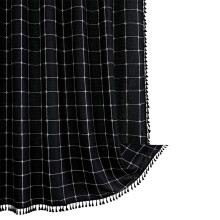 Sprchový závěs LSLJS Bohémský farmářský styl 71x71", lněná rustikální odolná mřížkovaná látka s třásněmi, vodoodpudivý
