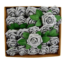 Craft And Party 3 inch kunstmatige schuimrubberen zilveren rozen bruidsboeket (25 stuks)