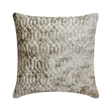 Ivoorwitte decoratieve kussenhoes van 56 x 56 cm, gewatteerd met suède en folie-polygonaal kussen voor de bank, geometrische moderne stijl
