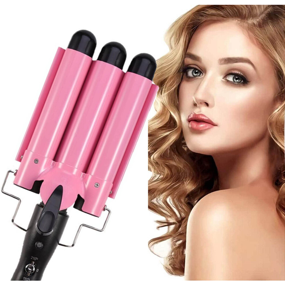 Triple Barrel Curling Iron Ceramic Hair Waver Quick HeatUp Adjustable Temperature 25mm Tool