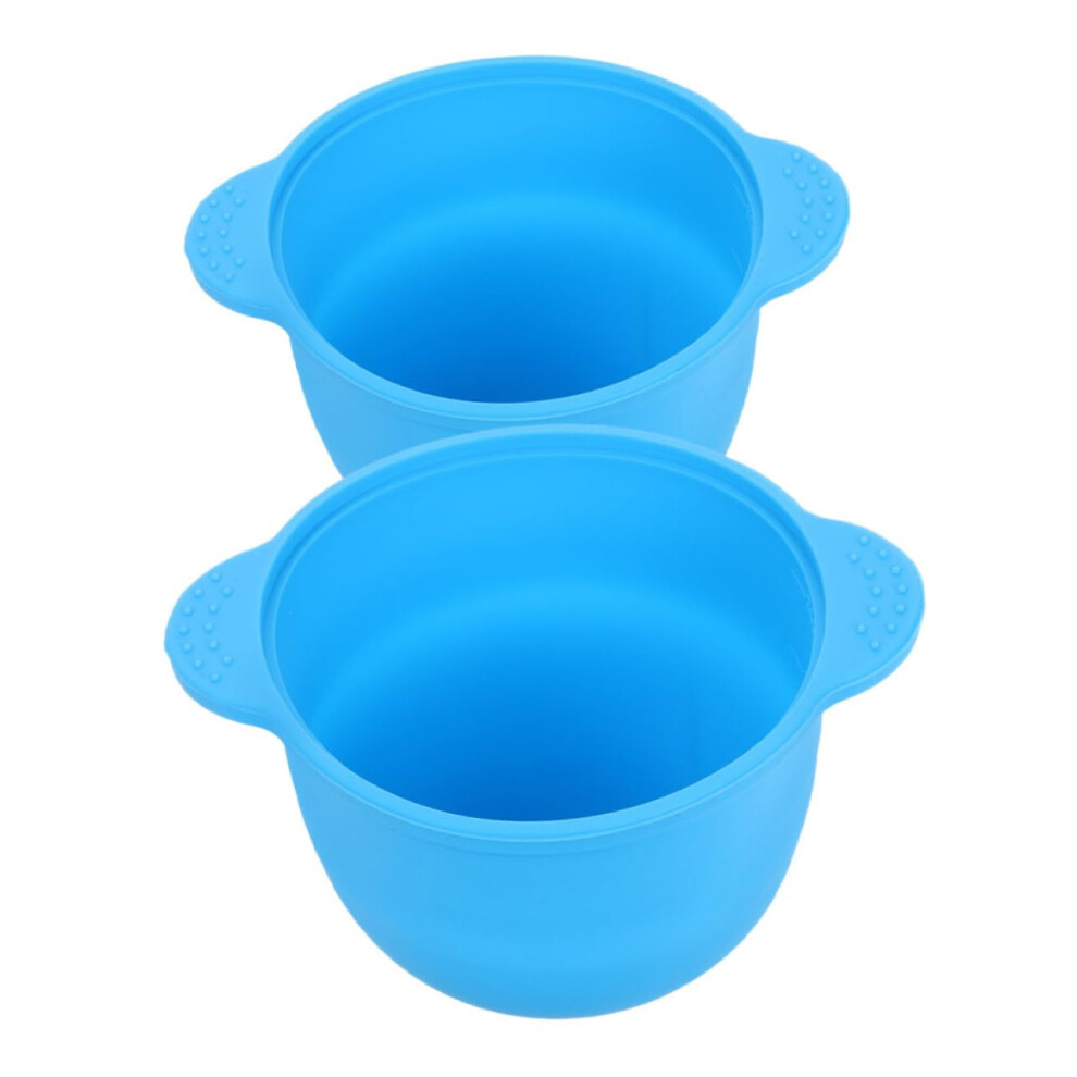 Sky Blue 2Pcs Silicone Wax Pot Liner Reusable Foldable Wax Warmer Bowl For Hair Removal Home And Travel
