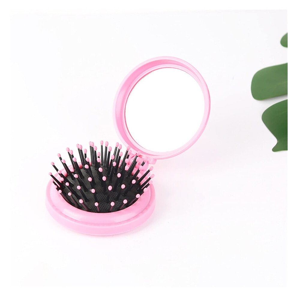 Foldable Hair Comb with Mirror Compact Travel Hair Brush for Pocket Use and Scalp Massage