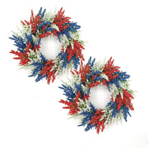 Guirlanda Patriótica para Decoração do 4 de Julho, Guirlanda Vermelha, Branca e Azul para Porta de Entrada, Uso Interno e Externo, 2 Peças