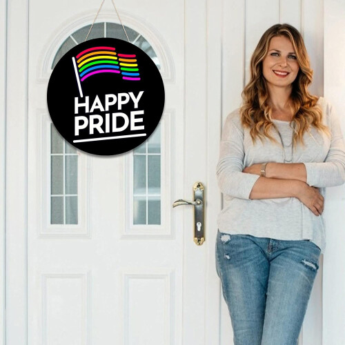 Πινακίδα Juesi Rainbow Love για την μπροστινή πόρτα, κρεμαστή πινακίδα LGBT Pride για βεράντα, 2
