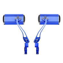 Mizh A Pair of 360 Bike Handlebar Mirror Super Clear Blast-Resistant Lightweight Wide Angle Fully Adjustable Cycle Mirror (Blue)