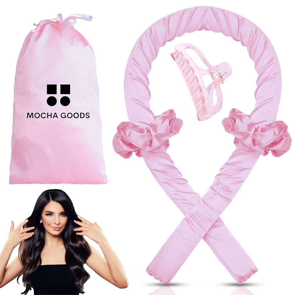 Heatless Curling Rod Headband Silk Hair Curlers for Women Overnight Curls with Ribbon and Clip