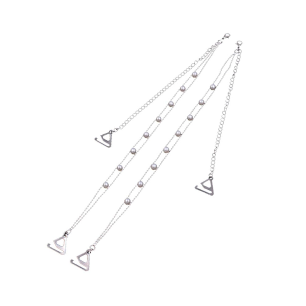 Invisible Bra Straps Adjustable NonSlip Pearl Clear Shoulder Straps for Strapless Dresses