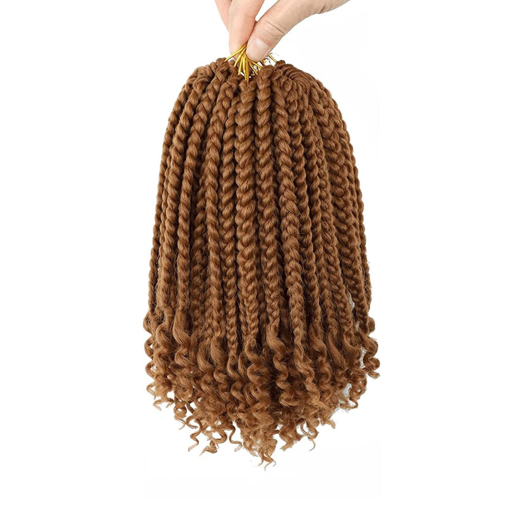 Unisex Black Crochet Box Braids 10 Inch Prelooped With Bohemian Curly Ends Goddess Braids Hair For Women