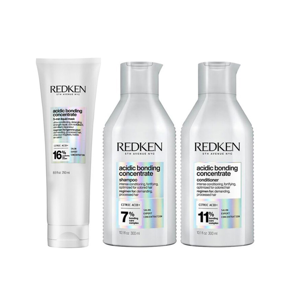 Redken Acidic Bonding Concentrate Shampoo, Conditioner And 5-Minute Li