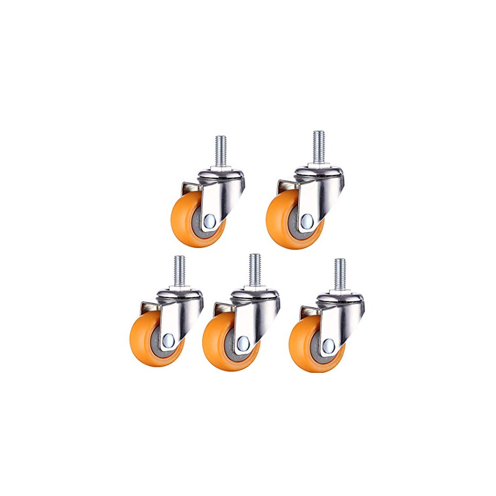 Office Chair Caster Wheels M10x15mm Threaded Stem, Silent 360 Swivel Replacement Casters, 5Pcs 9164114012043