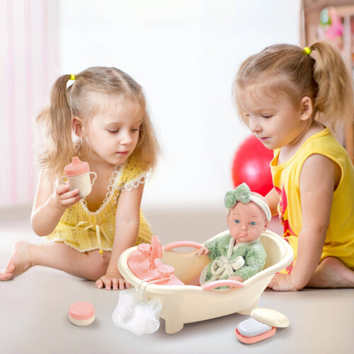 Baby Doll Bath Play Set Interactive Bathtub 2