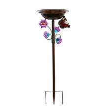 Outdoor Metal Bird Bath with Stand, Elegant Butterfly Design, WeatherResistant Garden Bowl