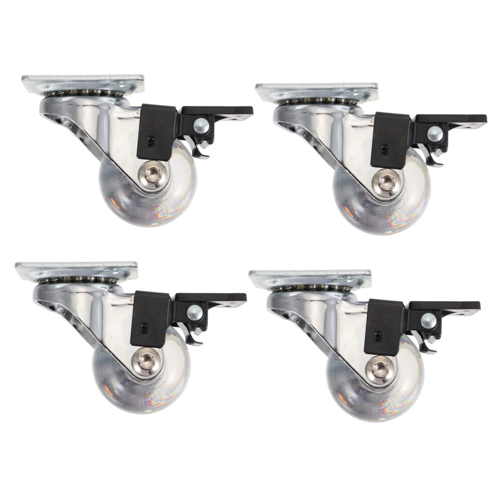 4Pcs Polyurethane Swivel Caster Wheels With Brake, Low Profile Furniture Casters, Quiet Floorfriendly Pu 9164114013040