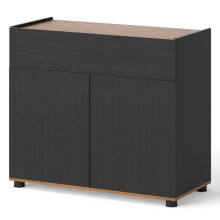Buffet - HELLOSHOP26 - Moderne - Noir - 80 x 35 x 70 cm - Mécanisme sans poignée