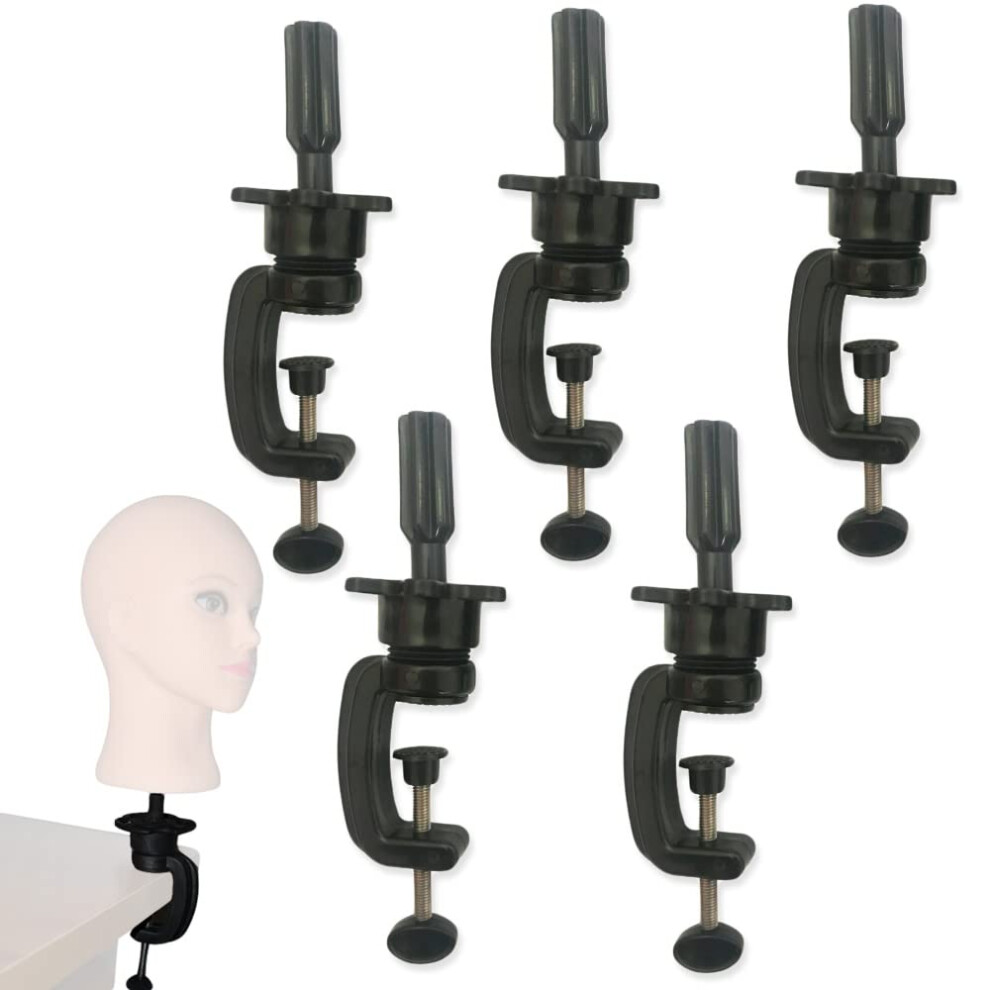 Unisex Mannequin Head Stand With Clamp, 360 Rotating Wig Stand Holder For Salon And Makeup Training, 5Pcs
