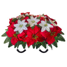 Cemetery Flower Saddle with Weatherproof Roses for Memorial Day and Veterans Graves Red