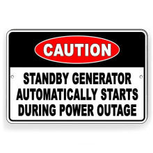 OSHA Danger Standby Generator starter automatisk metallskiltklistremerke Størrelse: 8x12 tommer