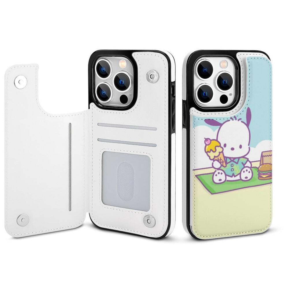 Pochacco Wallet Case Compatible With Iphone 14 Pro, Pu Leather Flip Cover With Card Holder, Kickstand, Double Magnetic Clasp, Shockproof 9173940201118