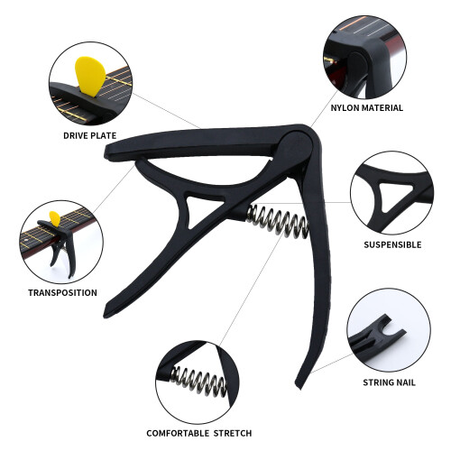 Likegreen Guitar Capo3in1Capo με βάση για πένες και σφιγκτήρα για 2 πένες, γιουκαλίλι, 2