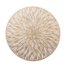 1PCS Round Placemats Restaurant Hollow PVC Decoration Meal Mat Anti-Hot Dining Table Line Mat Steak Plate Pad Golden