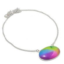 Halskette aus natürlichem Regenbogen-Sonnenquarz und 925er Sterlingsilber, 45,7 cm (18 Zoll)