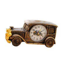 Vintage Bronze Car Shape Alarm Clock, Retro Silent Analog Bedside Desk Clock for Home and Office