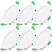 6 pcs 7W White LED Downlight Recessed Ceiling Lights Slim Spotlights