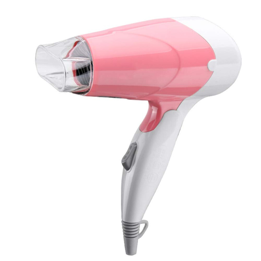 Compact Travel Hair Dryer 1000W with Foldable Handle, Dual Heat Speed, Pink Styling Tool