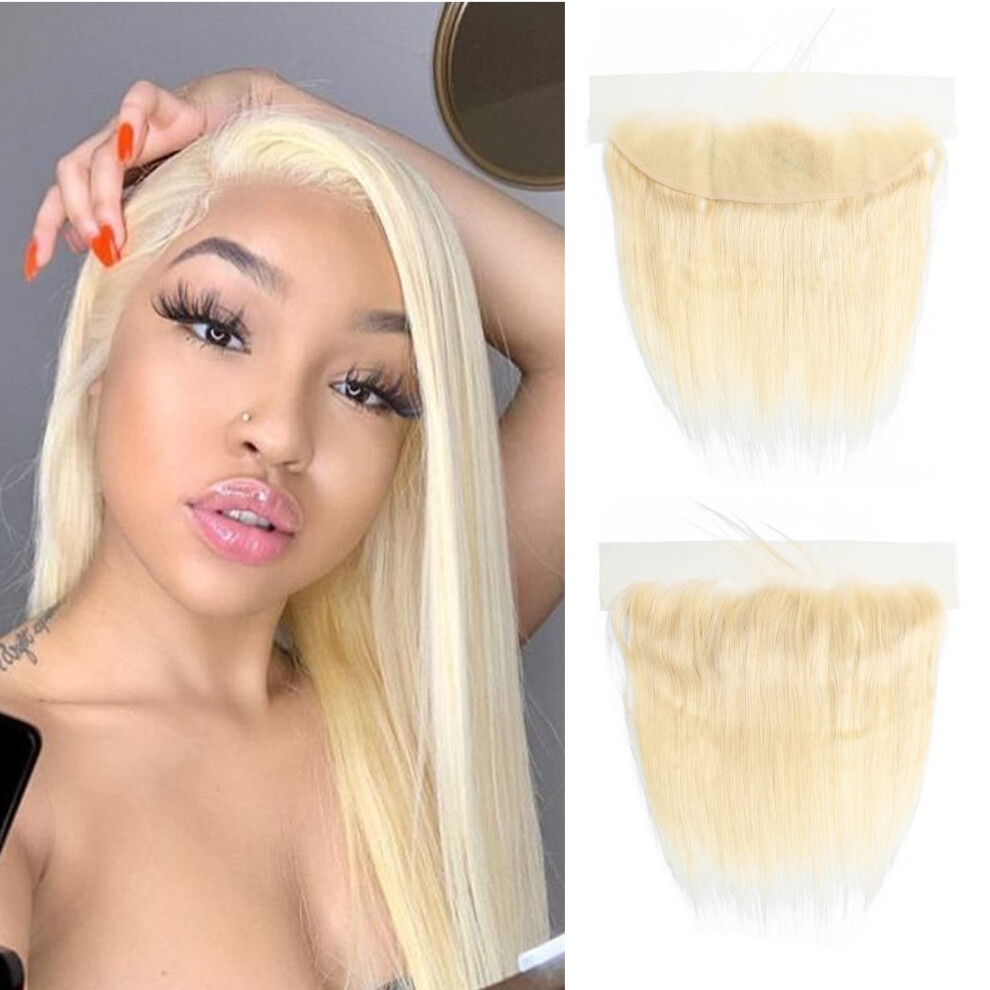 Unisex 613 Blonde 13X4 Transparent Hd Lace Frontal Brazilian Virgin Human Hair Pre Plucked Natural Hairline