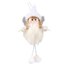 Christmas Hanging Angel Ornaments, Cute Baby Doll Plush Angel Girl with Wings for Girls Birthday Party Decor (Silver)