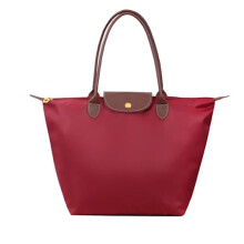 Sac à main imperméable en nylon, grand sac de voyage pliable, sac cabas décontracté à bandoulière, rouge bordeaux, taille M