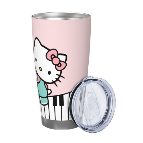 Ποτήρι αυτοκινήτου Hello Kitty 20oz με μόνωση και καπάκι από καλαμάκι, διατηρεί τα ποτά 1