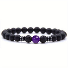 Schwarze, mattierte Stretch-Armbänder mit Steinen – Geschenkidee für Damen und Herren