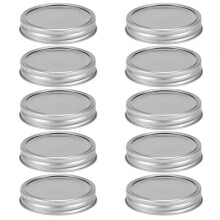 Jar Lid?Dekaim Split?Type Glass Jar Canning Lids Round Food Container Sealing Cover Kitchen Accessory(10Pcs86mm Silver Circular Ring+Cover Plate)