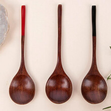 3-teiliges Holzlöffel-Set, Langstiellöffel, Suppenlöffel, Reislöffel, Löffel im japanischen Stil, Küchengeschirr zum Essen, Mischen, Rühren