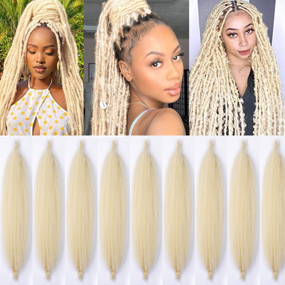 Unisex 16 Inch Blonde Prefluffed Crochet Braids Kinky Twist Hair Preseparated Natural Afro Twist