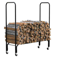 Firewood Rack 48 Inch HeavyDuty Metal Log Storage Stand with Wheels, Large Capacity for Indoor Outdoor Use