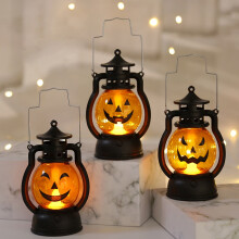 3 stuks Halloween pompoenlampen/lantaarns, LED-nachtlampjes op batterijen voor spookfeestjes, huis- en tuindecoratie