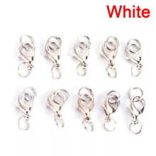 Conjunto de 20 fechos lagosta de liga metálica RSAMD, com garras para confecção de joias, colares e pulseiras DIY. Branco.