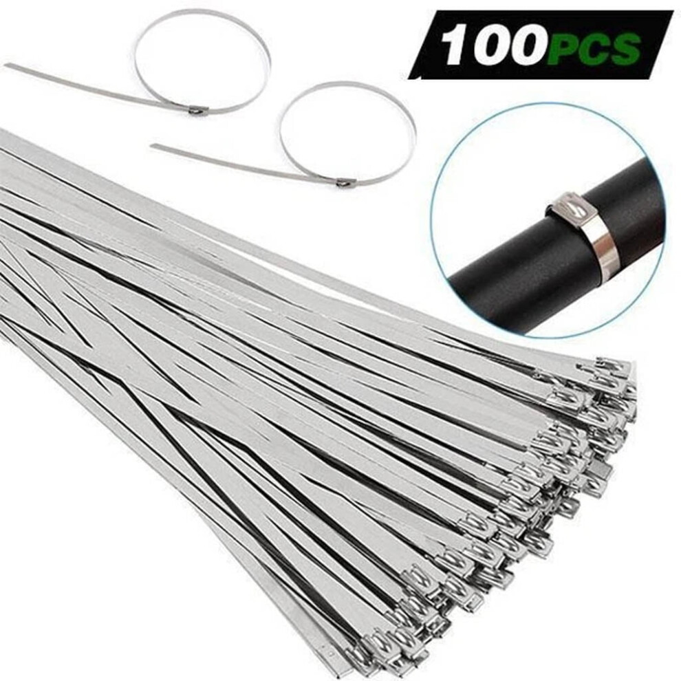 Jacenvly New Years Eve Decorations Clearance 100Pcs 304 Stainless Steel Exhaust Wrap Coated Metal Locking Cable Zip Ties Office Decor 9482828508998