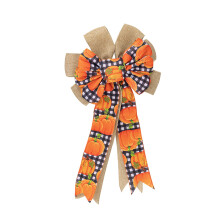 Large Fall Plaid Bow Pumpkin Leaves Bow for Fall Decor - Autumn Thanksgiving Bow for Front Door Indoor Outdoor Wall Decoration Supplies Ornaments