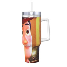 Hrnek s ledem Toy Story 40OZ s rukojetí, odolný izolovaný hrnek, udrží nápoje teplé nebo studené, fitness, venkovní sporty, velká kapacita,