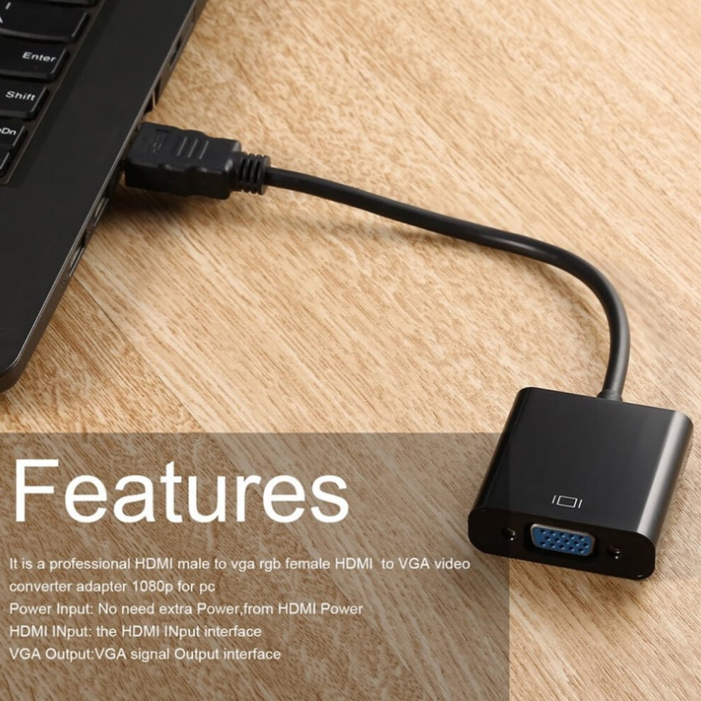Susuchens 1080P Compatible With-Compatible Male To Vga Female Converter Adapter Cable For Pc Laptop Hdtv Dvd Black 9482828510250