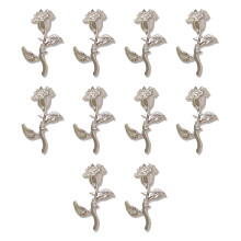 Happydeer10 st 3D rosblomma nagelkonstdekorationer, livfulla färger rostfria legeringsnageldekorationer för kreativa nageldesigner